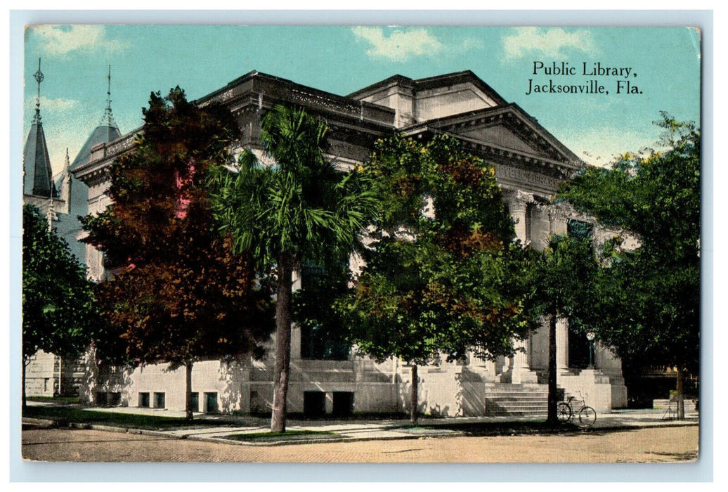 c1910 Public Library, Jacksonville Florida FL SH Kress & Co Unposted Postcard