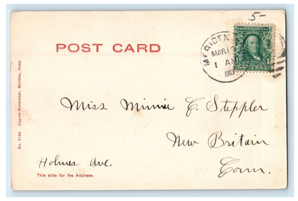 1903 Curtis Memorial Library, Meriden Connecticut CT August Schmelzer Postcard