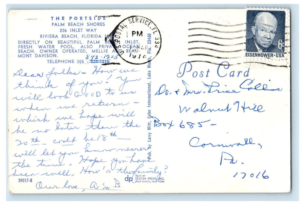 1972 The Portside Palm Beach Shores Riviera Beach Florida FL Postcard