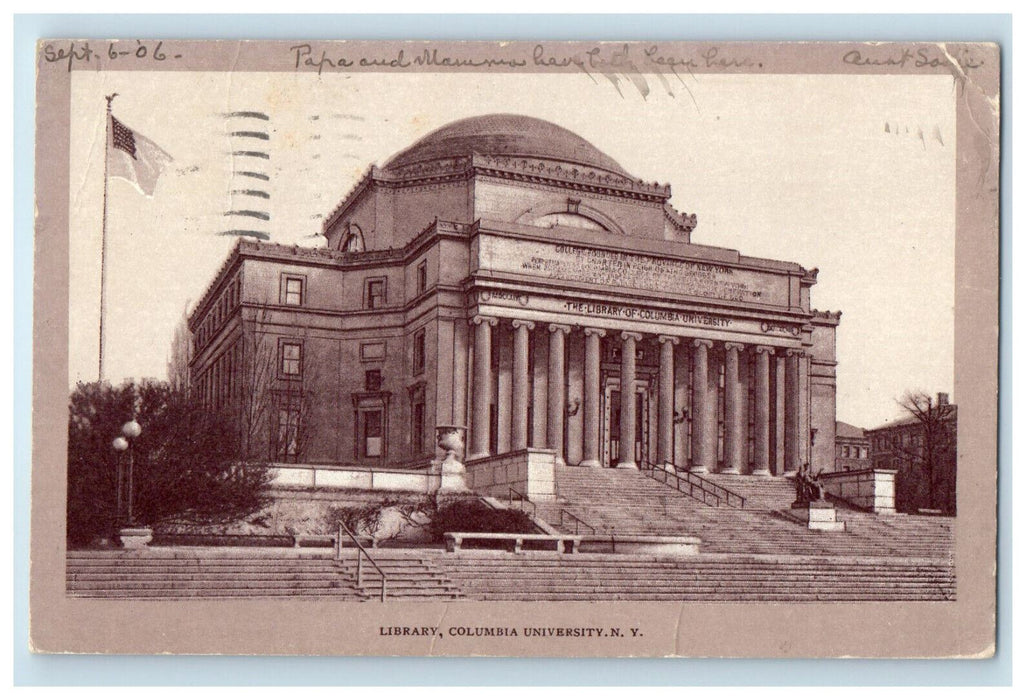 1906 Columbia University Library New York NY, Newbury VT, Posted Postcard