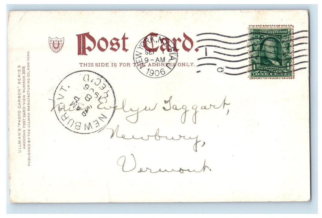 1906 Columbia University Library New York NY, Newbury VT, Posted Postcard