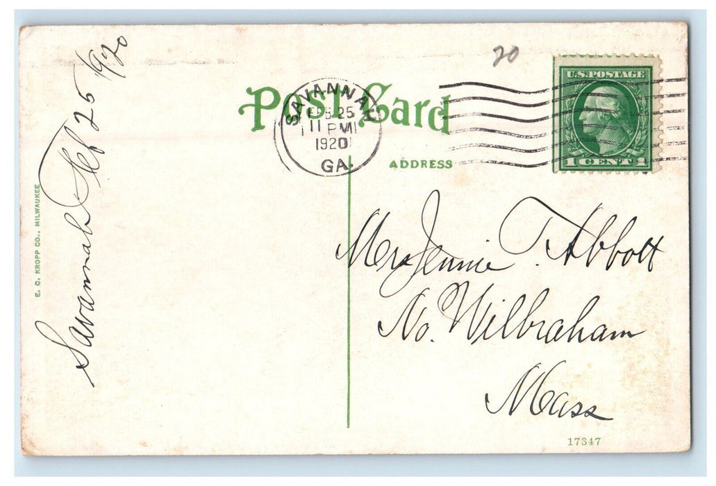 1920 Savannah Public Library Building Front View Georgia GA Antique Postcard