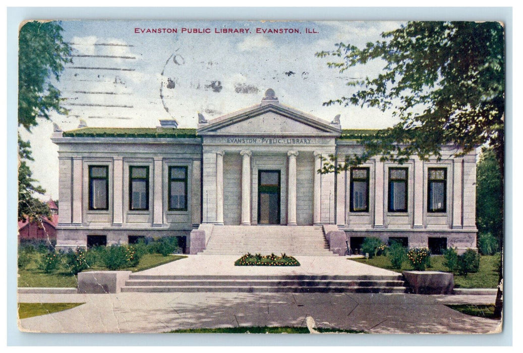 1911 Evanston Public Library Evanston Illinois IL Chicago IL Antique Postcard