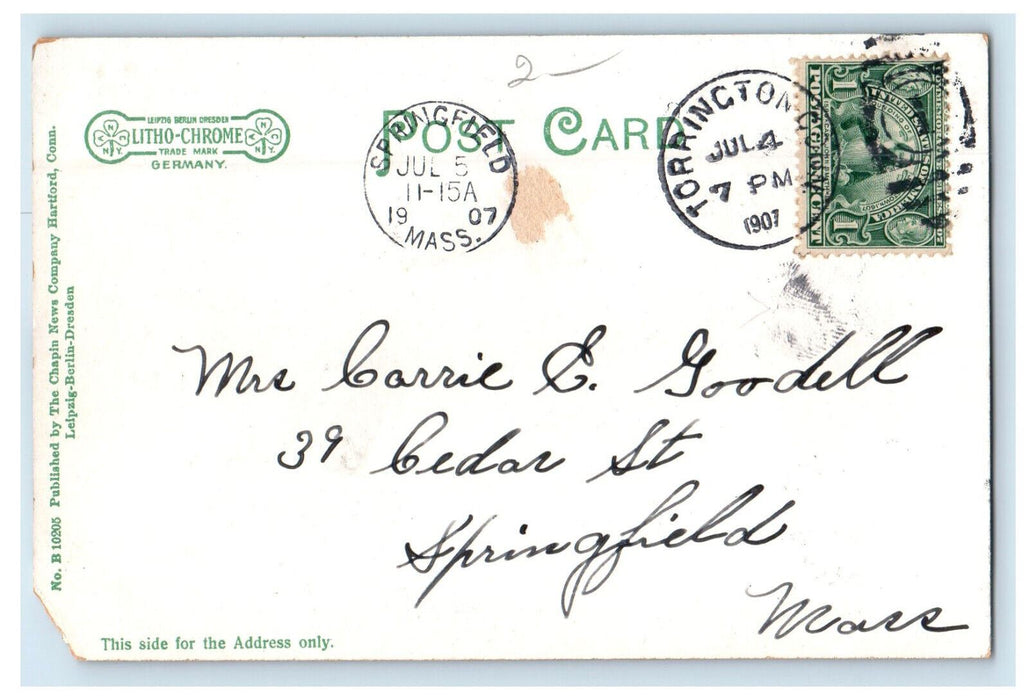1907 Public Library, Torrington Connecticut CT The Chapin News Co. Postcard