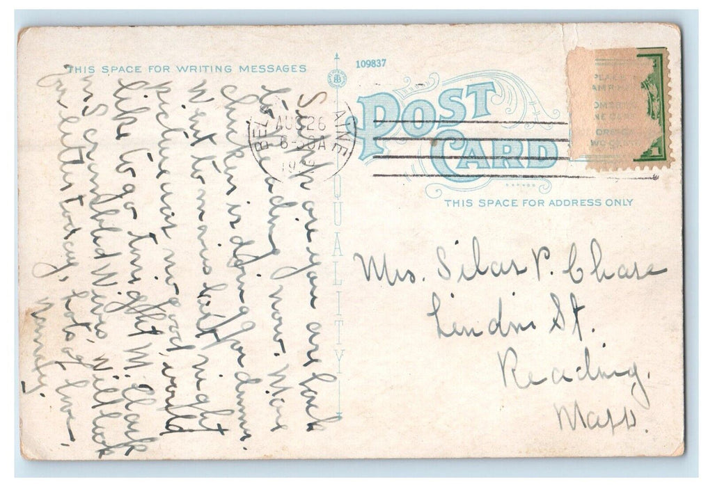 1942 Public Library Building Cars Belfast Maine ME Posted Vintage Postcard
