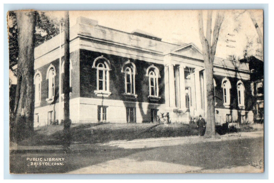 1942 Public Library Building Bristol Connecticut CT Posted Vintage Postcard