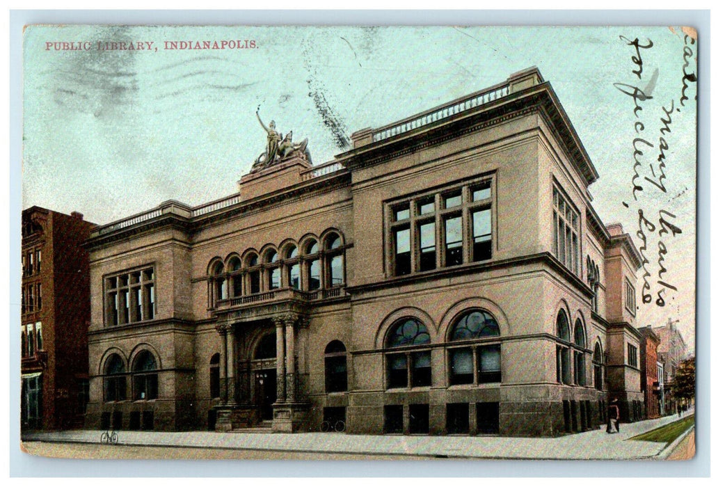 1907 Public Library, Indianapolis, Indiana IN Posted WG MacFarlane Postcard