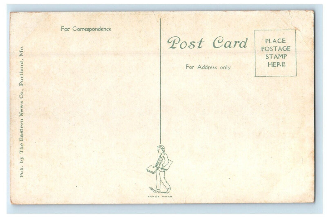 Portland Maine ME, Public Library Building Street View Unposted Antique Postcard