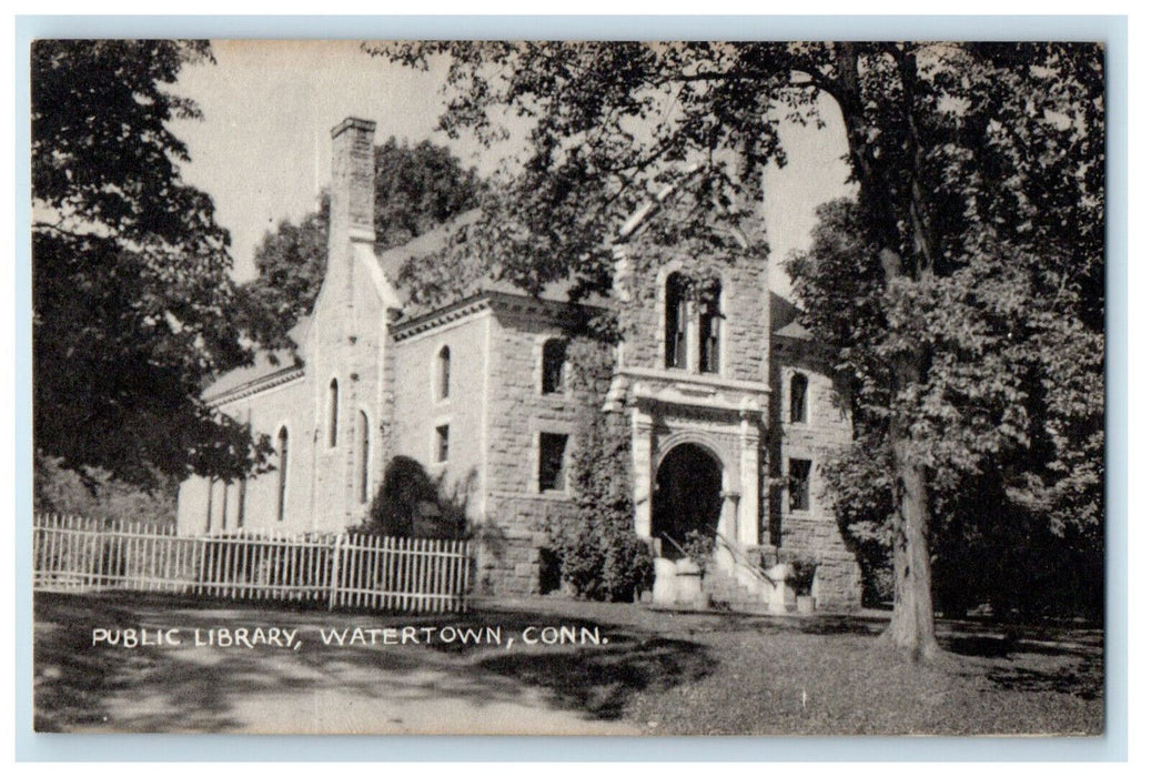 c1910 Public Library Watertown Connecticut CT Unposted Collotype Co. Postcard