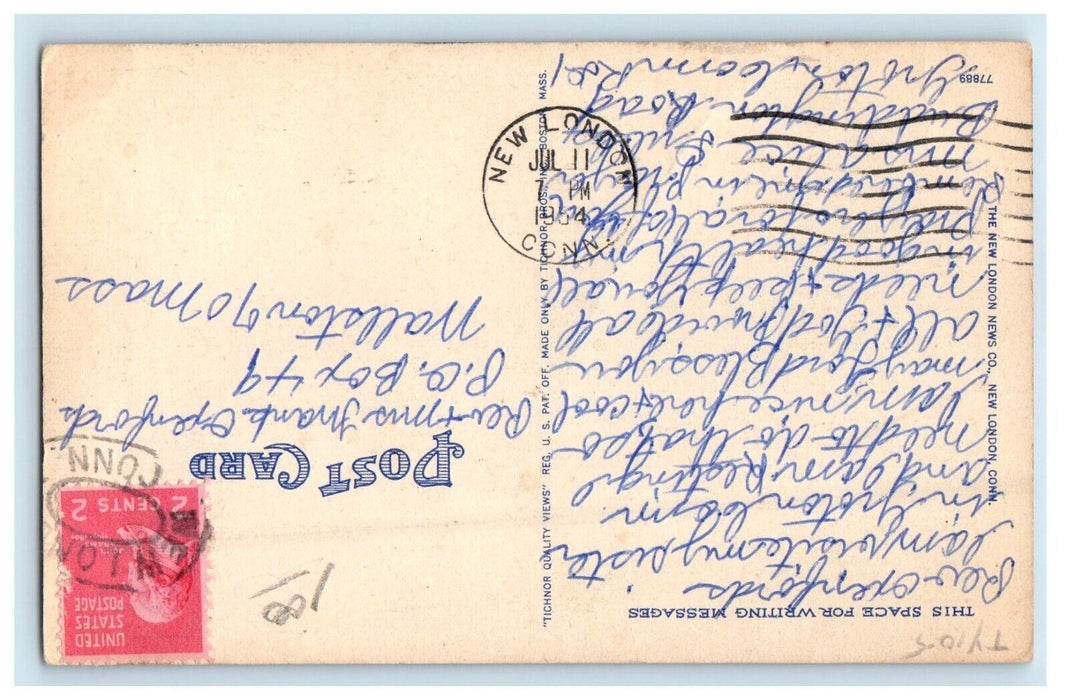 1954 Public Library Building Groton Connecticut CT Posted Vintage Postcard
