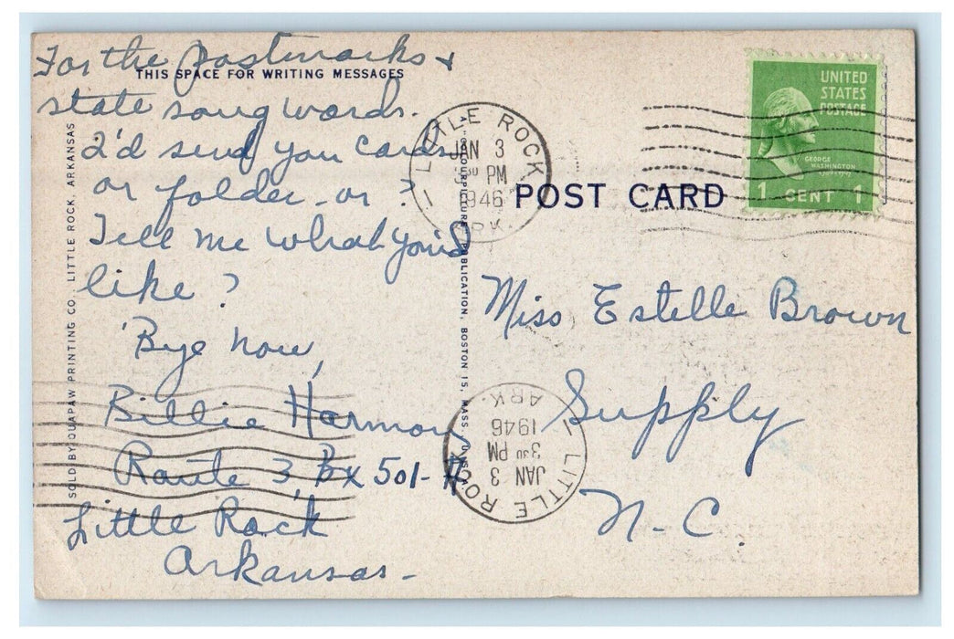 1946 Public Library Building Little Rock Arkansas AK Posted Vintage Postcard