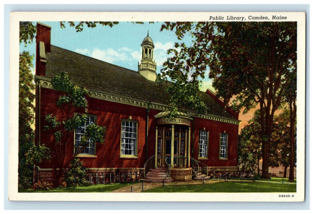 c1940's Public Library Camden Maine ME Unposted Vintage Postcard