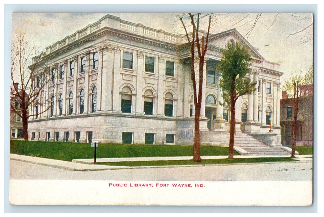 1908 Public Library, Fort Wayne Indiana IN Posted Antique Postcard