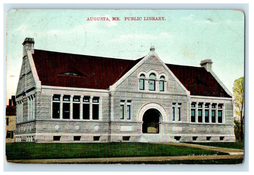 1909 Lithgow Library Augusta ME CS Woolworth & Co. Posted Antique Postcard