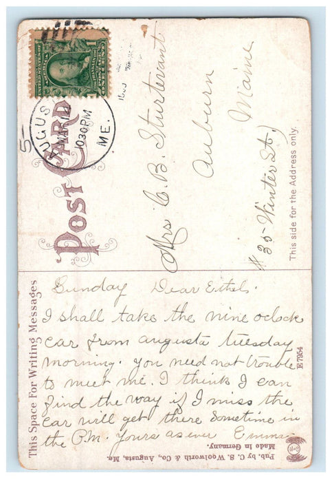 1909 Lithgow Library Augusta ME CS Woolworth & Co. Posted Antique Postcard
