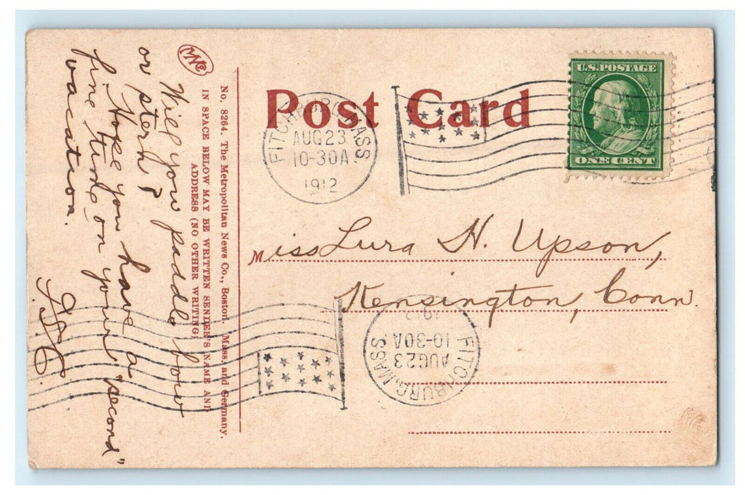 1912 Panoramic View of Whalom Lake, Whalom Park, Massachusetts MA Postcard