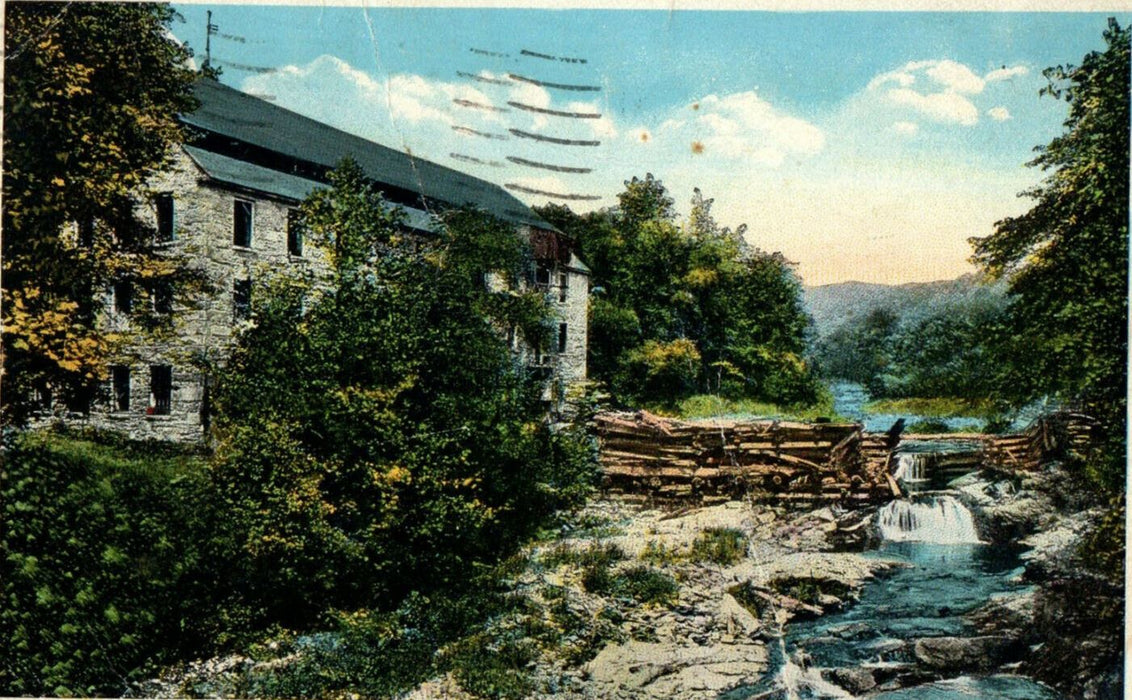 1929 Old Stone Mill, Factory Hollow, Greenfield, Massachusetts MA Postcard