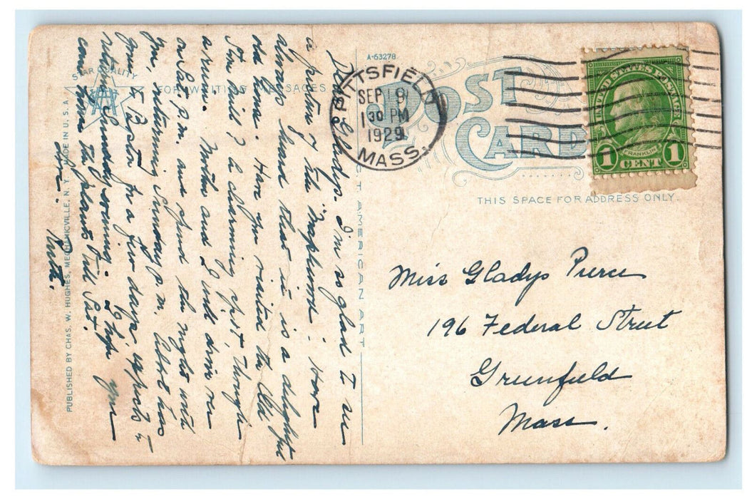 1929 Old Stone Mill, Factory Hollow, Greenfield, Massachusetts MA Postcard