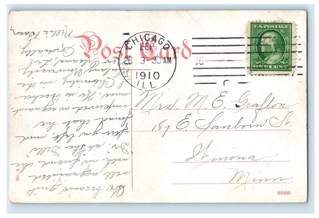 1910 Public Library in Washington St. Chicago IL Posted Antique Postcard