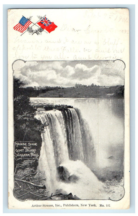1901 Horse Shoe From Goat Island Niagara Falls CA Booklyn NY PMC Postcard