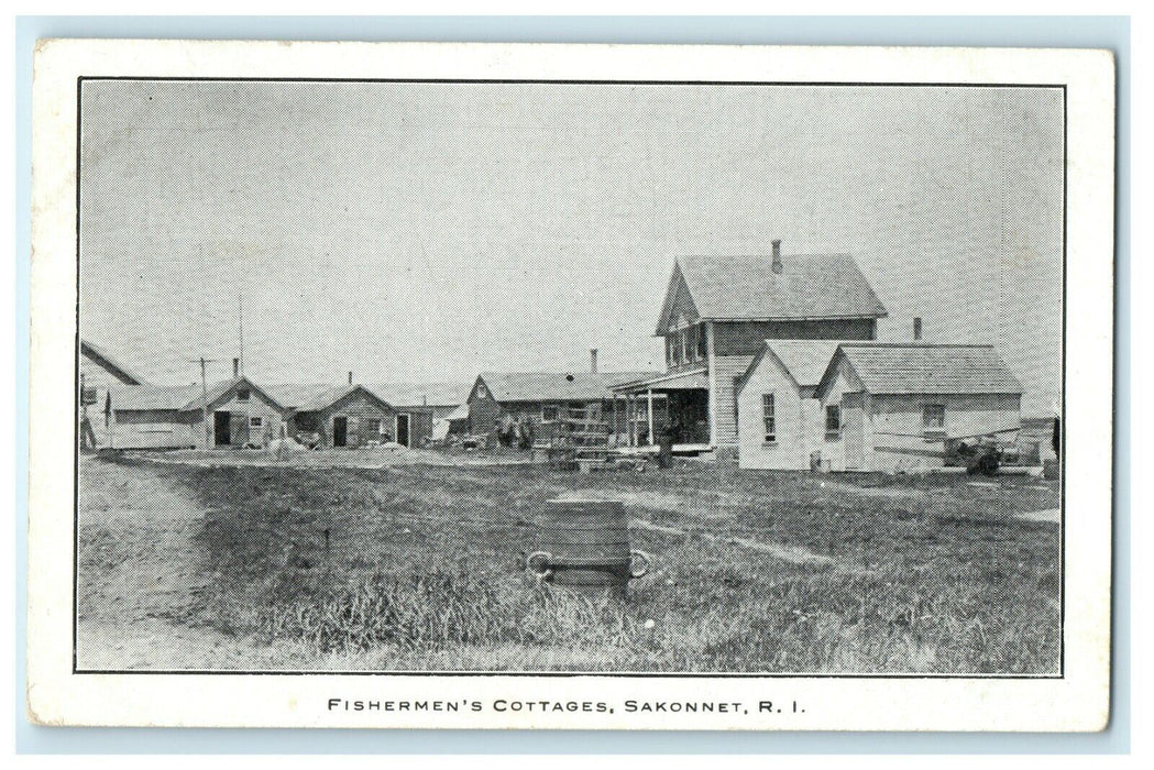 1906 Fishermen's Cottages, Sakonnet Rhode Island, RI Antique Postcard