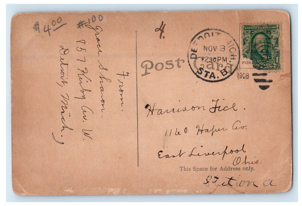 1908 Camping Gathering Along River Tents Hammock Illinois IL Antique Postcard