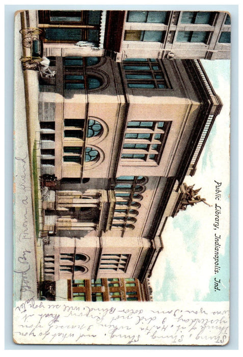 1908 Public Library, Indianapolis, Indiana IN Posted Antique Postcard