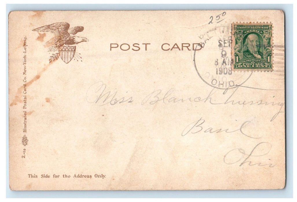 1908 Public Library, Indianapolis, Indiana IN Posted Antique Postcard