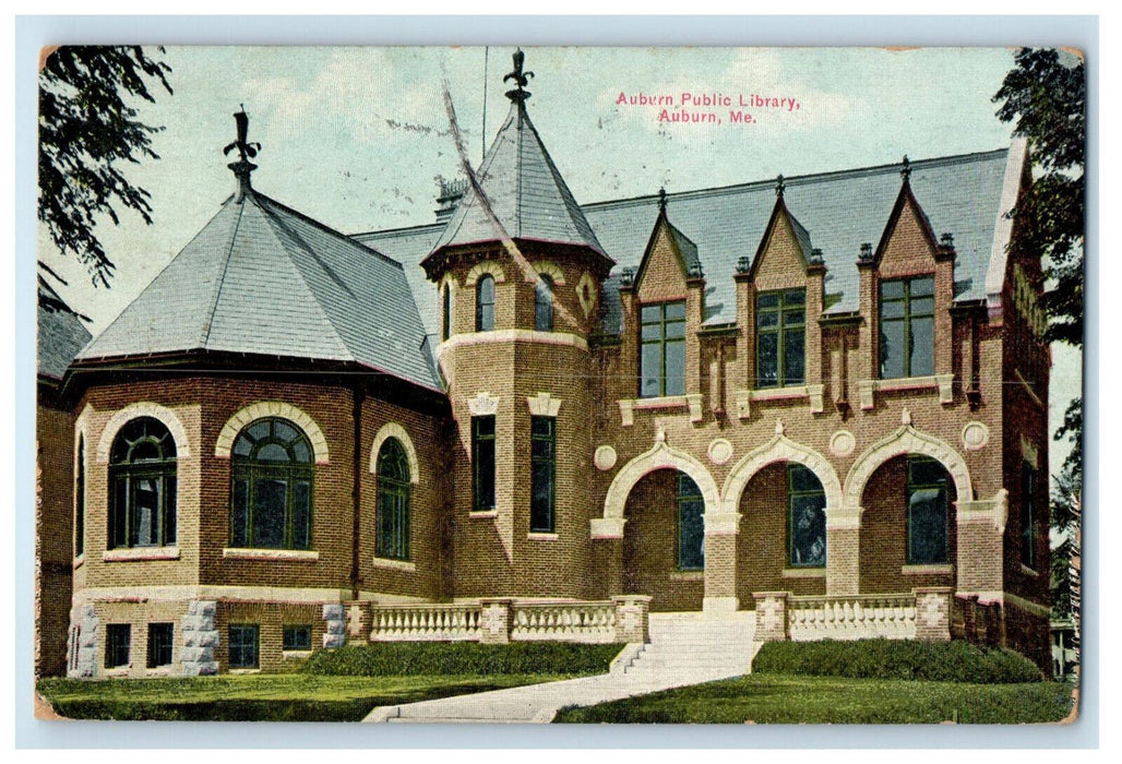 1915 Auburn Public Library Auburn Maine ME Posted Antique Postcard