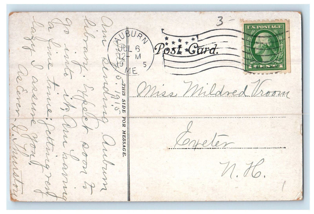 1915 Auburn Public Library Auburn Maine ME Posted Antique Postcard