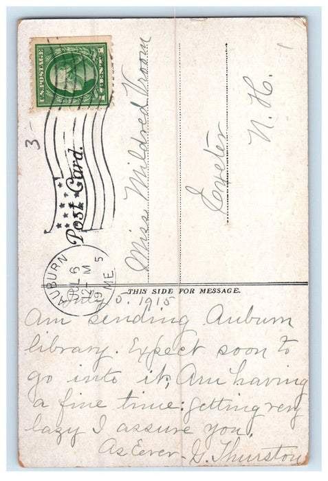 1915 Auburn Public Library Auburn Maine ME Posted Antique Postcard