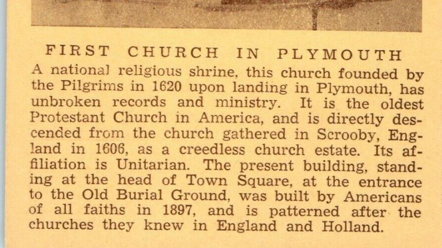 c1910 The First Church In Plymouth Massachusetts MA Unposted Antique Postcard