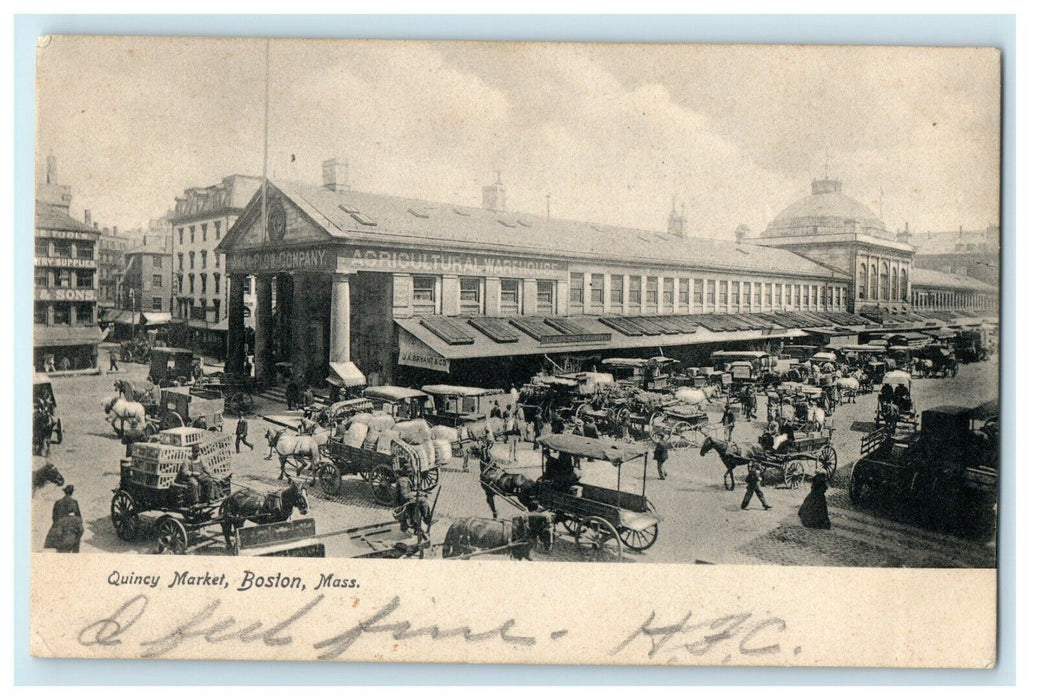 1909 Quincy Market Agriculture Warehouse Boston Massachusetts MA Postcard