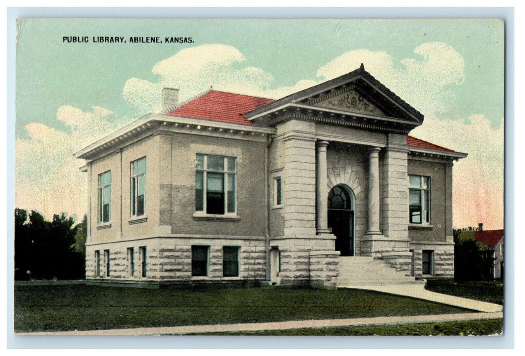 c1910 Public Library Abilene Kansas KS Unposted Antique Postcard