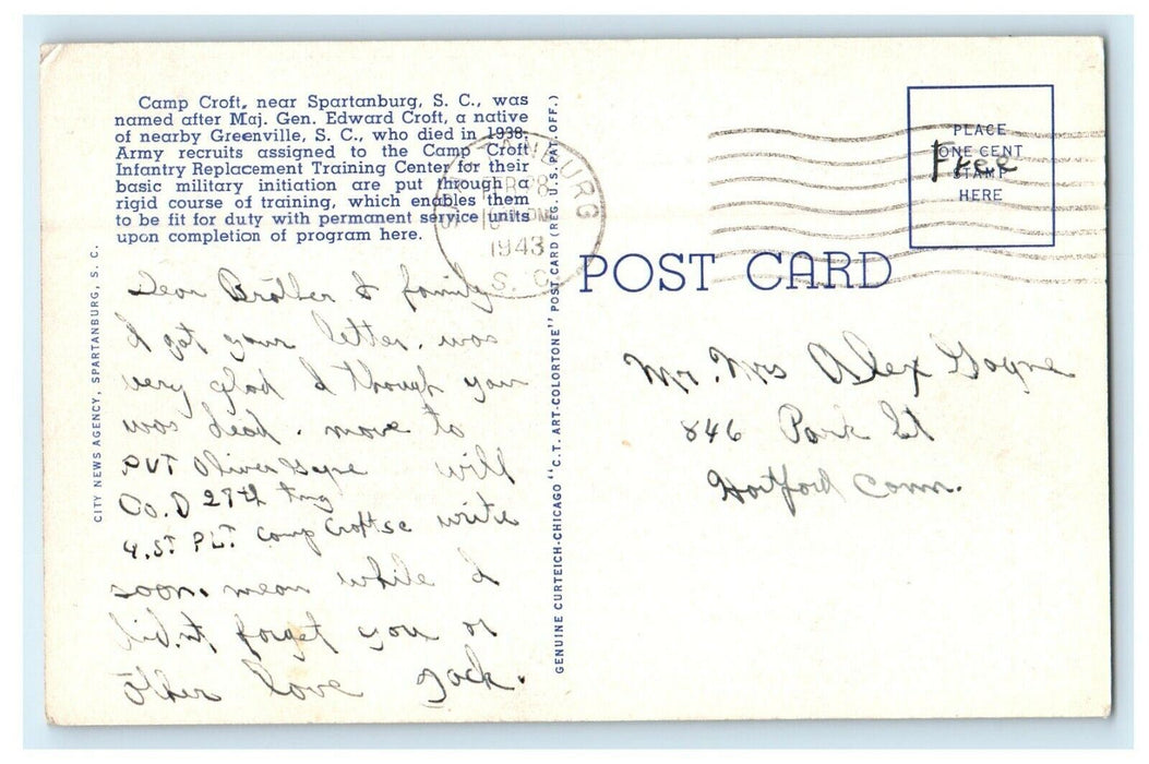 1943 Instruction In Firing Prone Position Camp Croft South Carolina SC Postcard