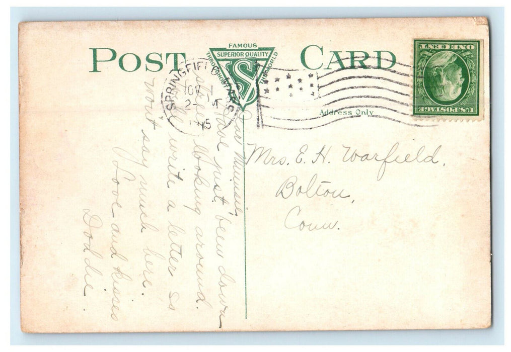 1915 Bird's Eye View Showing Connecticut River Holyoke Massachusetts MA Postcard