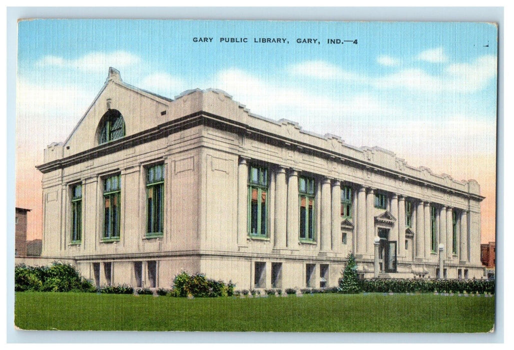 c1940's Gary Public Library Building, Gary Indiana IN Unposted Vintage Postcard
