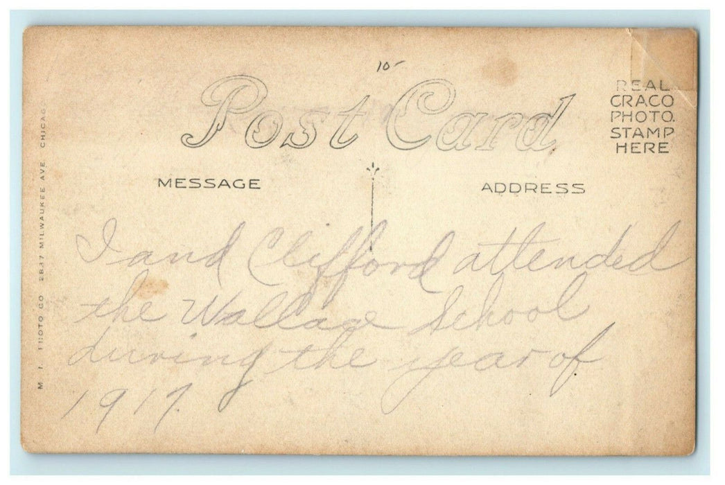 Wallace School Sterling Illinois RPPC Photo Vintage c1920 Antique Postcard