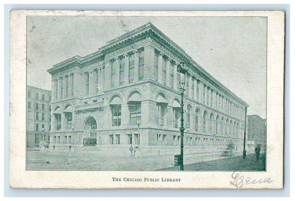 1907 View of The Chicago Public Library Illinois IL Posted Antique Postcard