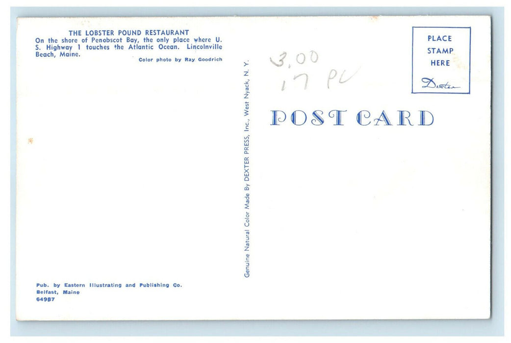 c1960s The Lobster Pound Restaurant Lincolnville Beach Maine ME Postcard