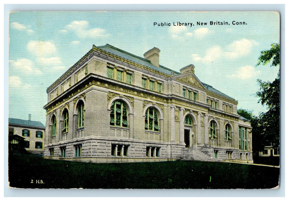 c1910 Public Library, New Britain Connecticut CT Danziger and Berman Postcard