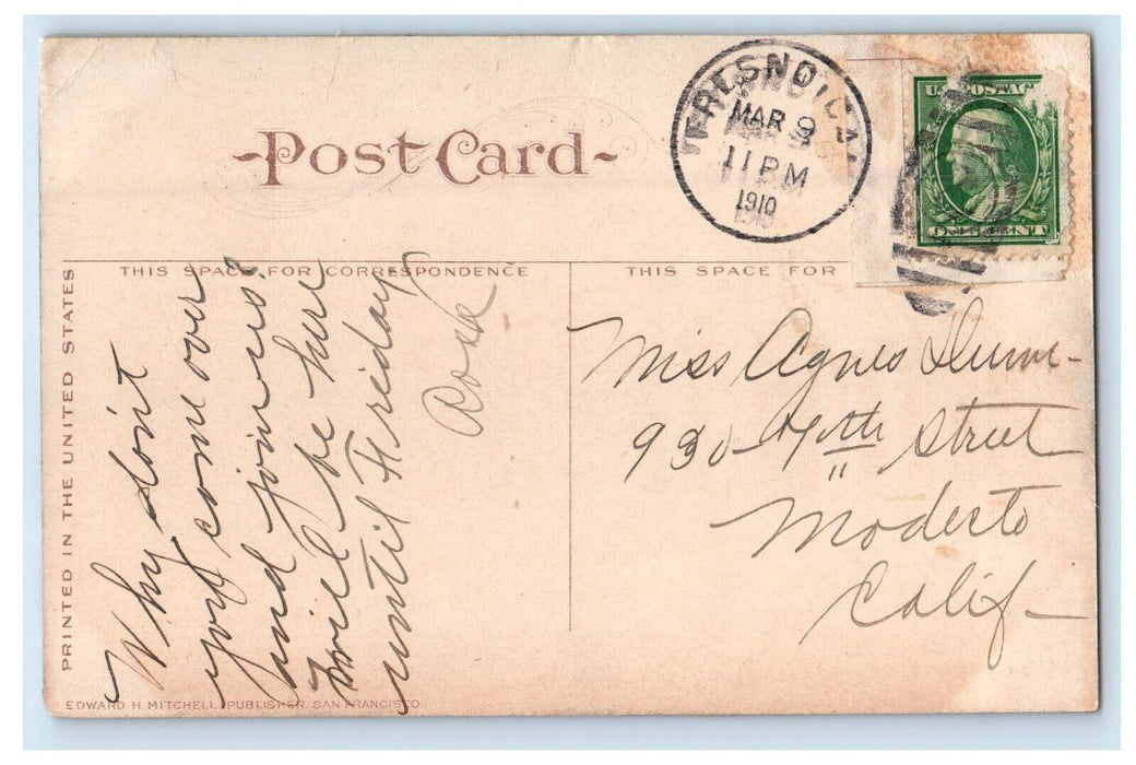 1910 Public Library, Fresno California CA Posted Antique Postcard