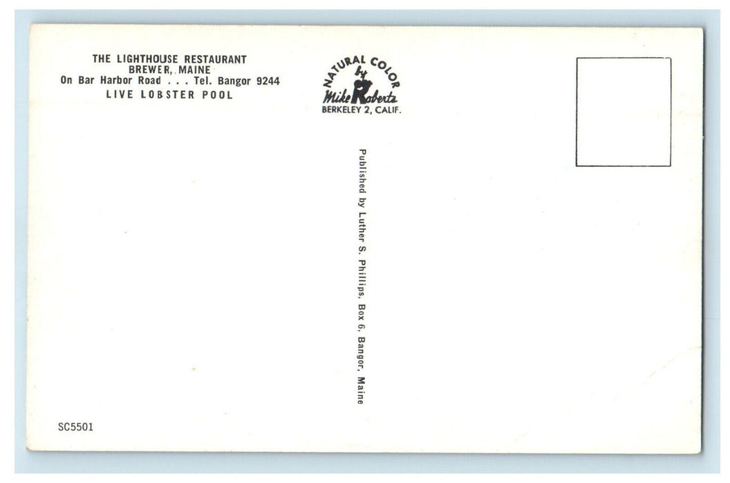 c1960s The Lighthouse Restaurant Brewer Maine ME Vintage Unposted Postcard