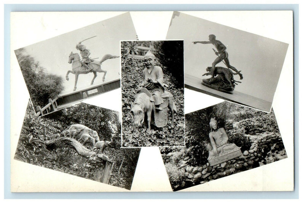 Hollywood CA, Bernheimer Japanese Garden Multiview RPPC Photo Vintage Postcard