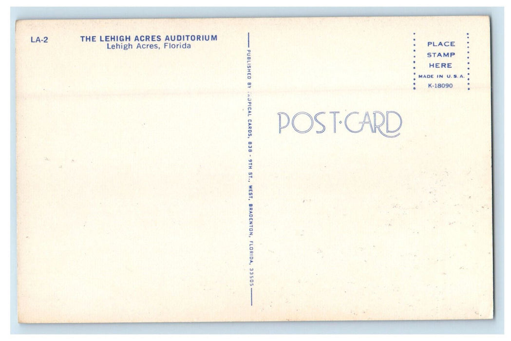 c1960s The Lehigh Acres Auditorium Lehigh Acres Florida FL Postcard