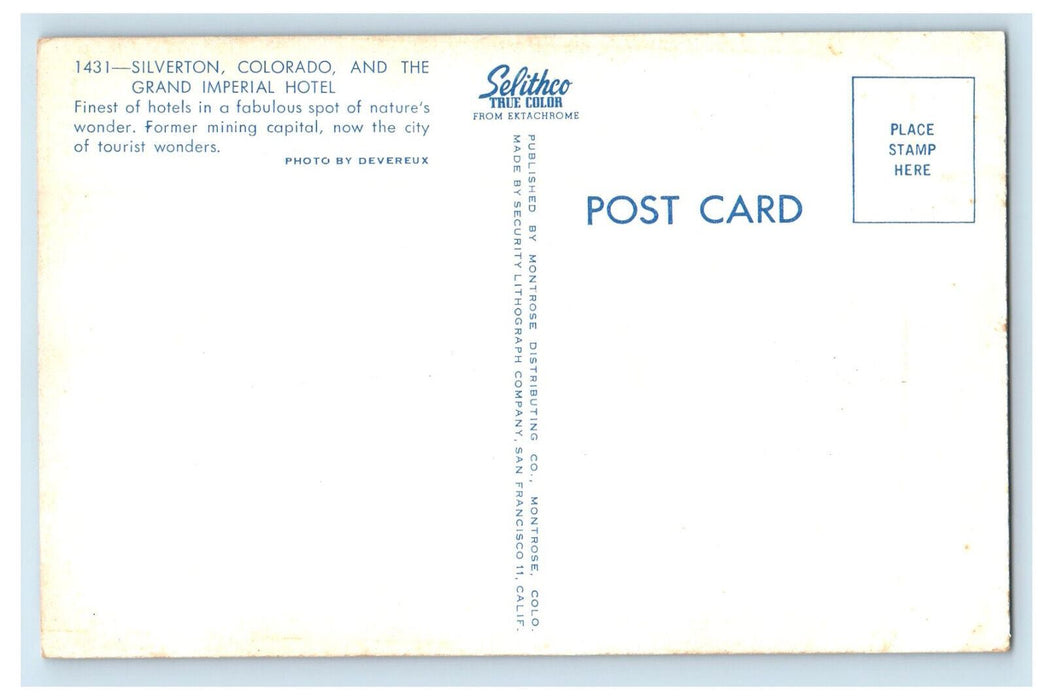 c1960s Grand Imperial Hotel and Silverton Colorado CO Unposted Postcard