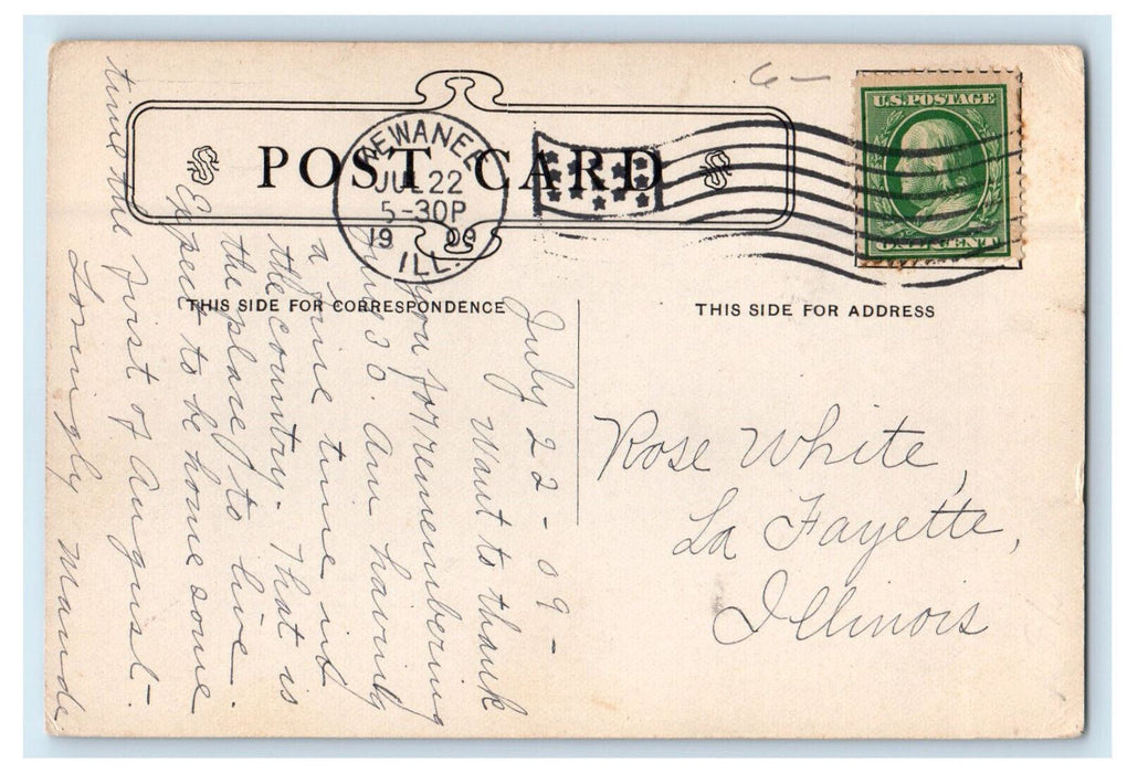1909 View of Public Library, Kewanee Illinois IL Posted Antique Postcard