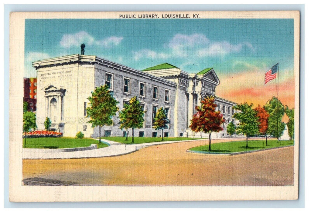 c1940's Public Library  Building Louisville Kentucky KY Vintage Postcard