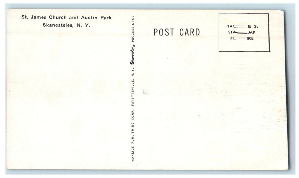 c1960s St. James Church and Austin Park Skaneateles New York NY Postcard