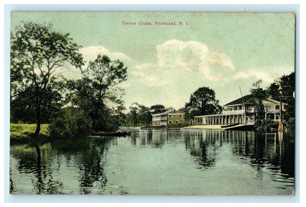 1908 Cance Clubs, Pawtuxet Rhode Island, RI Antique Postcard